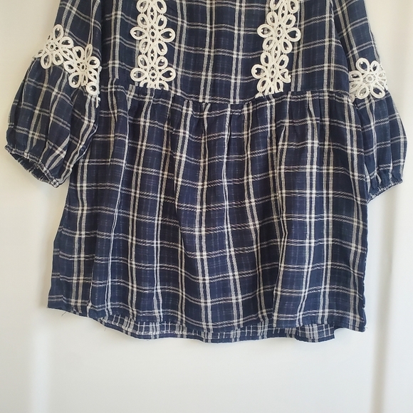 Suzanne Betro Sz M NWT prairie, babydoll empire waist puff sleeve top - Picture 9 of 11